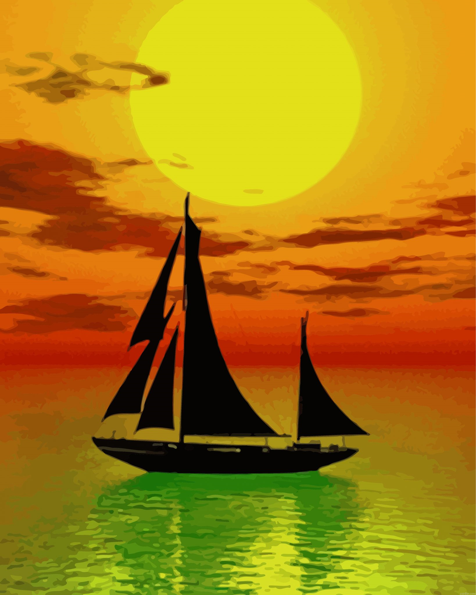 Boat Landscape Sunset Paint By Number.png
