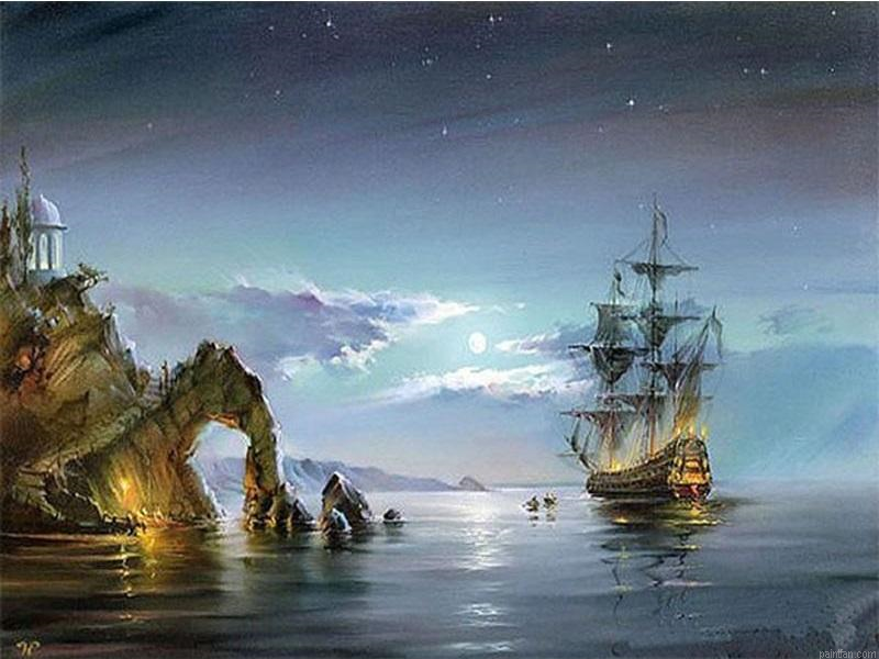 Boat Seascape Diy Paint By Numbers.png