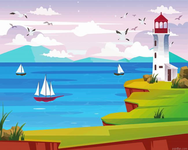 Boats And Lighthouse Paint By Numbers.png