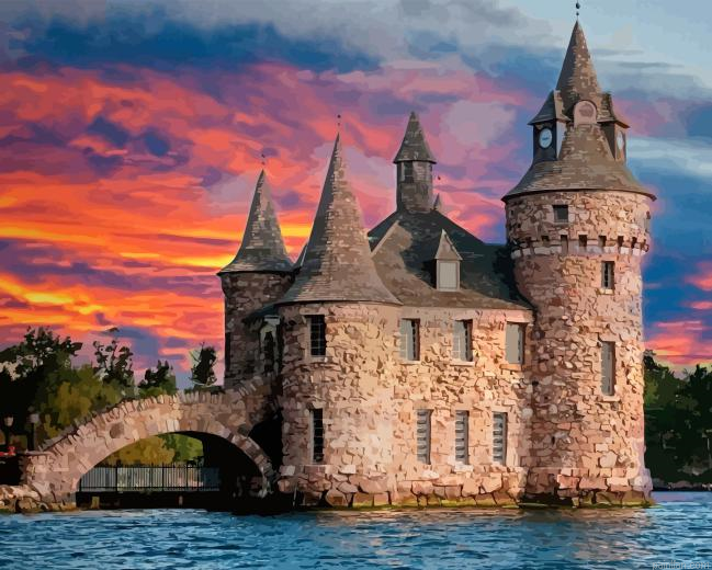 Boldt Castle At Sunset Paint By Numbers.png