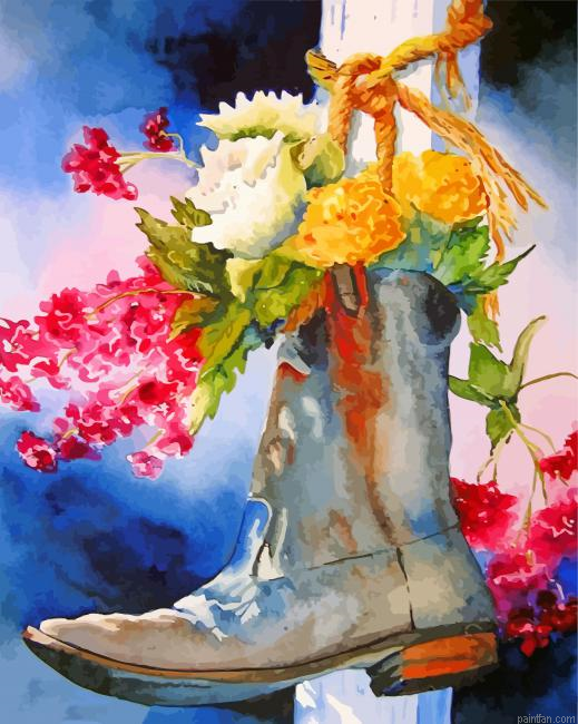 Boot And Flowers Still Life Paint By Number.png