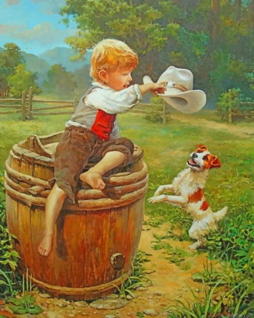 Boy Playing With A Dog Paint By Number.png