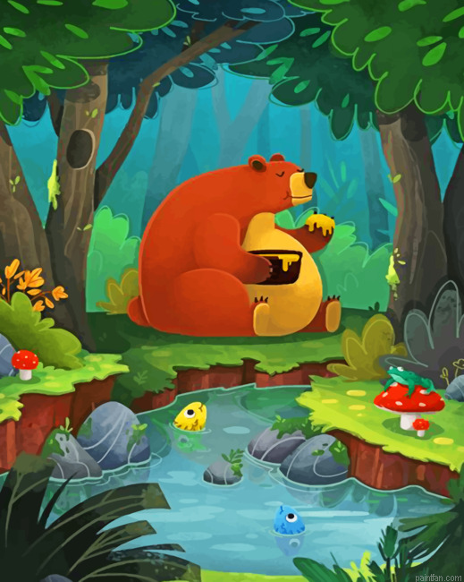 Brown Bear Eating Honey Paint By Number.png