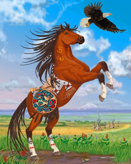 Brown Horse And Eagle New Paint By Numbers.png