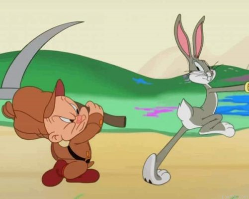 Bugs And Elmer Fudd Looney Tunes Paint By Number.png