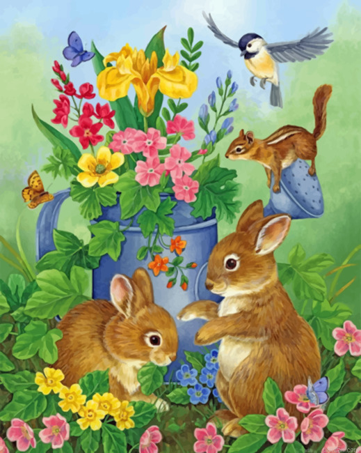 Bunnies In Garden Paint By Numbers.png