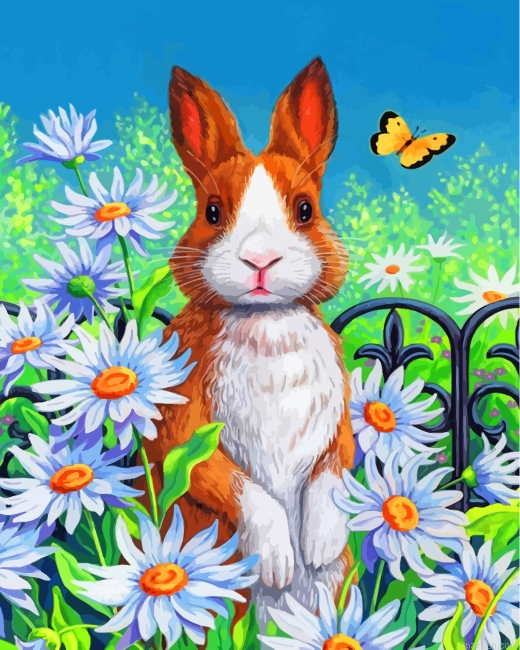 Bunny And Daisies Paint By Number.png