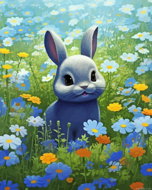 Bunny In Flower Field Paint By Numbers.png
