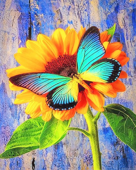 Butterfly On Sunflower New Paint By Numbers.png