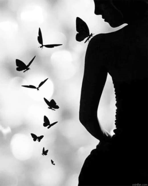 Butterfly Woman Silhouette Women Paint By Numbers.png