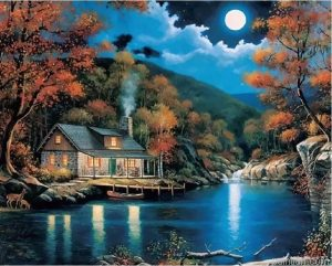 Cabin By Lake Paint By Numbers.png