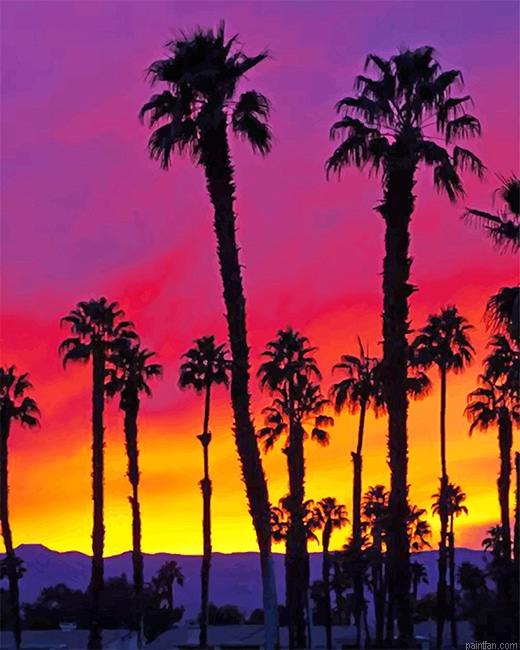California Palm Tree Sunrise New Paint By Numbers.png