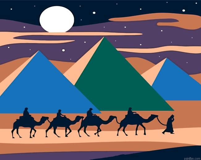 Camels In Desert Illustration Paint By Number.png