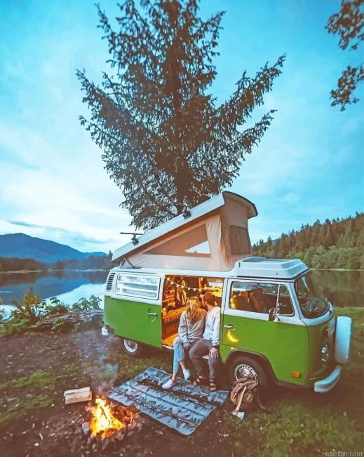 Camping Van In Forest Paint By Numbers.png