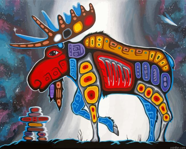 Canadian Indigenous Moose Paint By Numbers.png