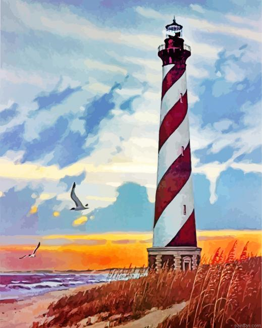 Cape Hatteras Light Sunset Paint By Number.png