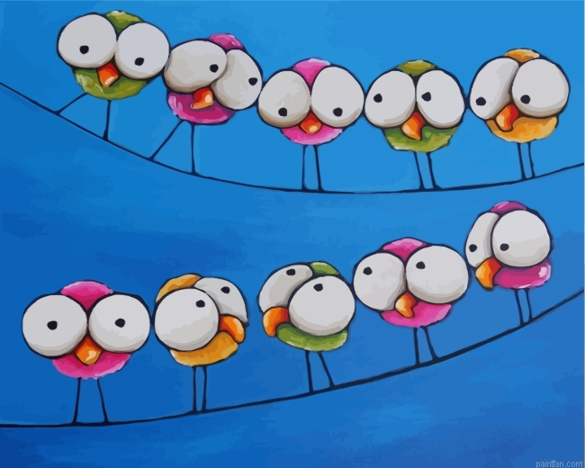 Cartoon Birds On Wire Paint By Number.png