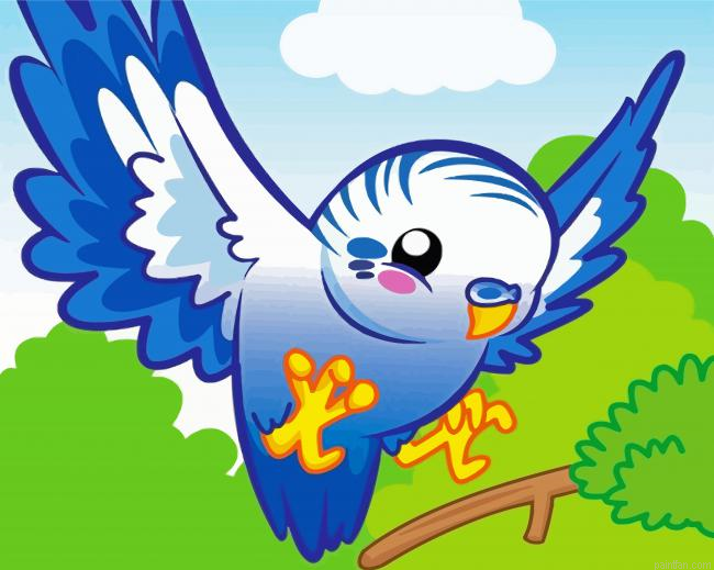 Cartoon Blue Parakeet Paint By Numbers.png