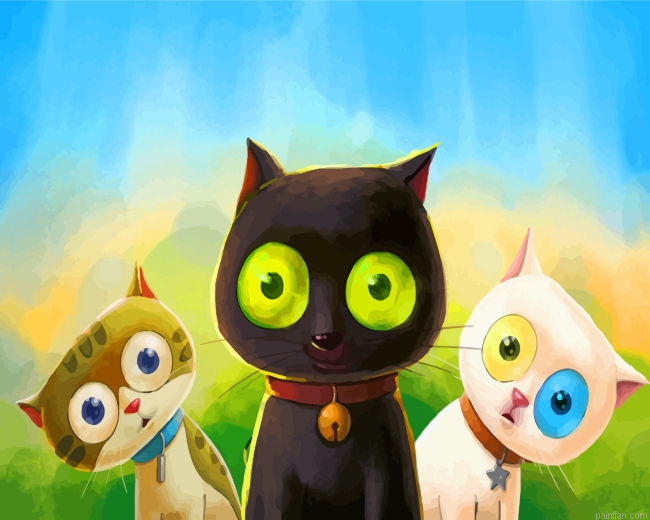 Cartoon Cats Paint By Number.png