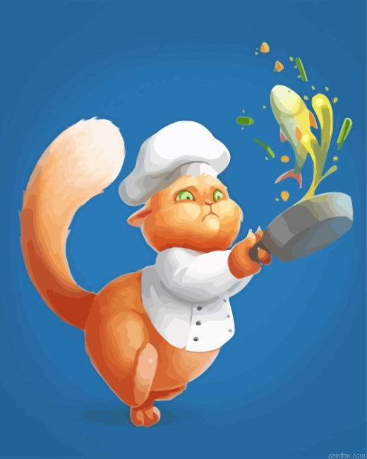 Cartoon Chef Cat Paint By Number.png