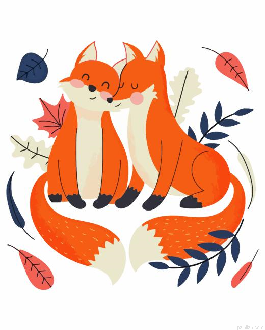 Cartoon Fox Couple Paint By Numbers.png