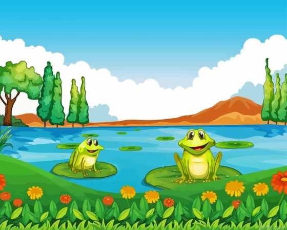 Cartoon Frogs On Lily Pad Paint By Numbers.png