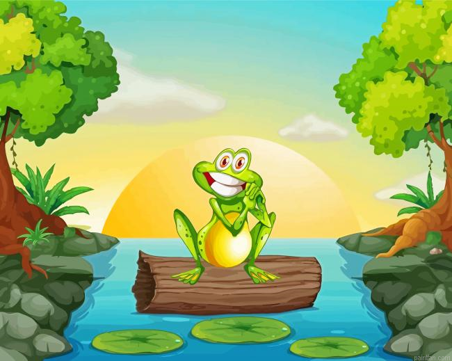 Cartoon Happy Frog Paint By Numbers.png