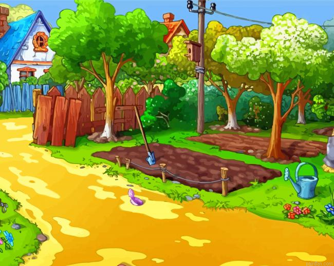 Cartoon Village Farm Paint By Numbers.png