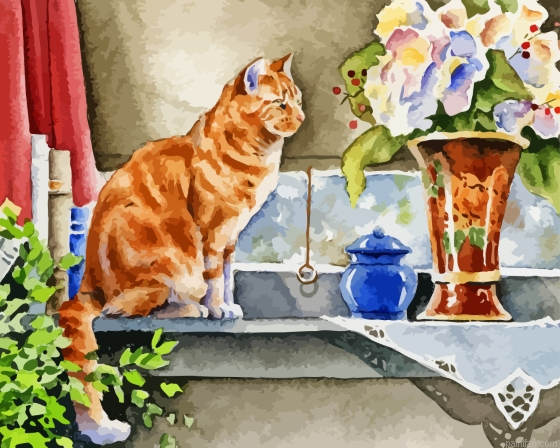 Cat And Flower Vase Paint By Numbers.png