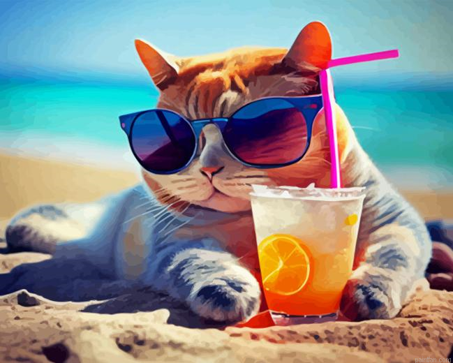 Cat Drinking Juice Paint By Numbers.png