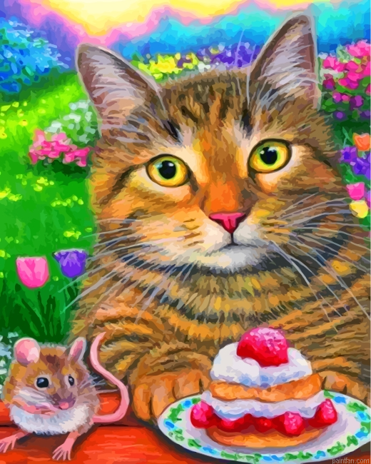 Cat Eating Cake Paint By Number.png