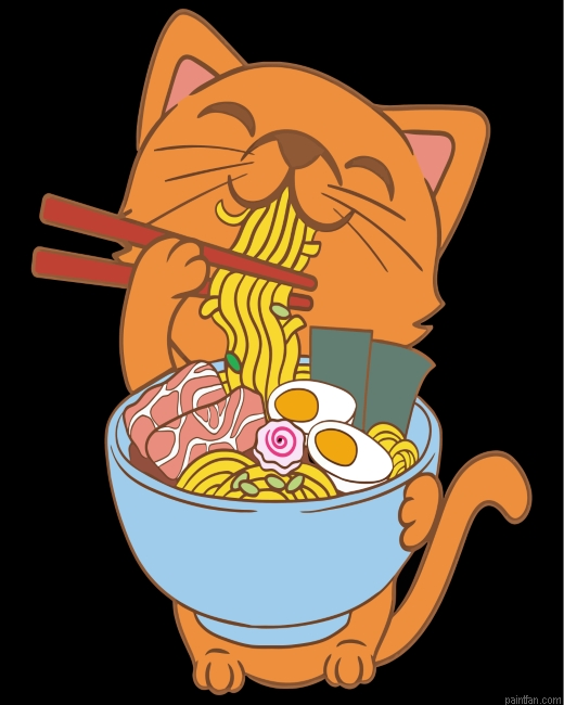 Cat Eating Ramen Paint By Number.png