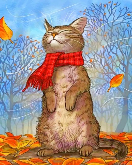 Cat In Autumn Season New Paint By Numbers.png