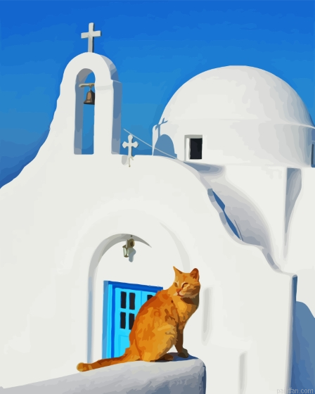 Cat In Greece Mykonos Paint By Numbers.png