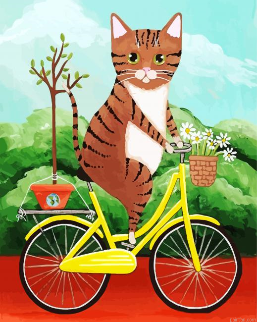 Cat On Bicycle Paint By Number.png