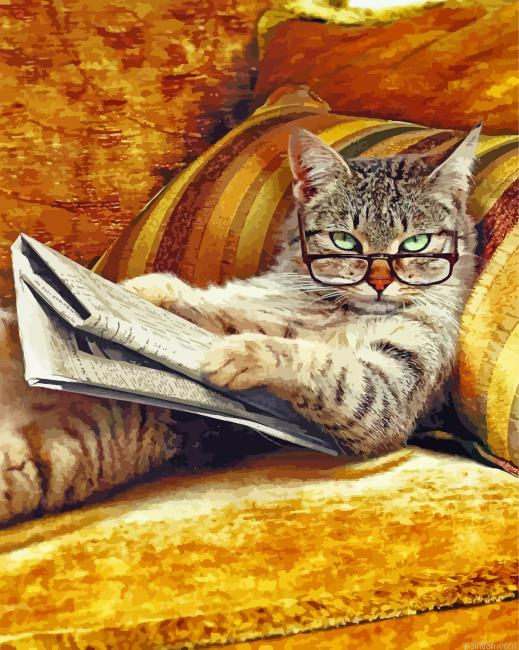 Cat Reading Newspaper Paint By Number.png