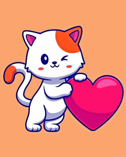 Cat With Heart Art Paint By Numbers.png