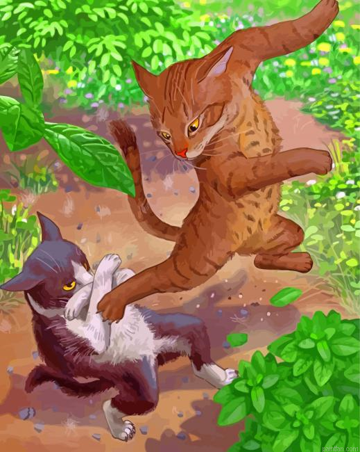 Cats Fighting Paint By Number.png