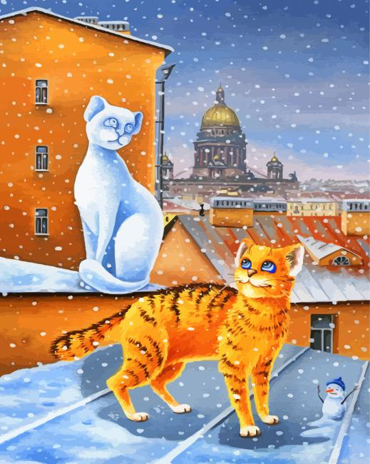 Cats In Snow Paint By Number.png