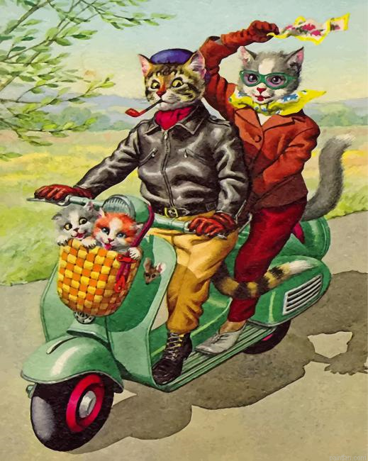 Cats On Motorcycle Paint By Number.png