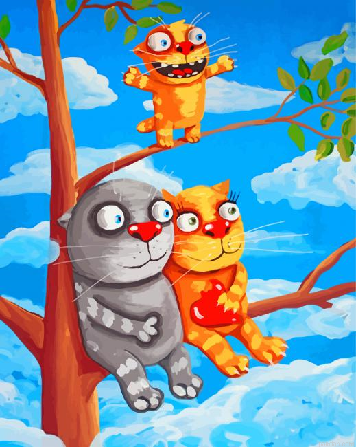 Cats On Tree Paint By Number.png