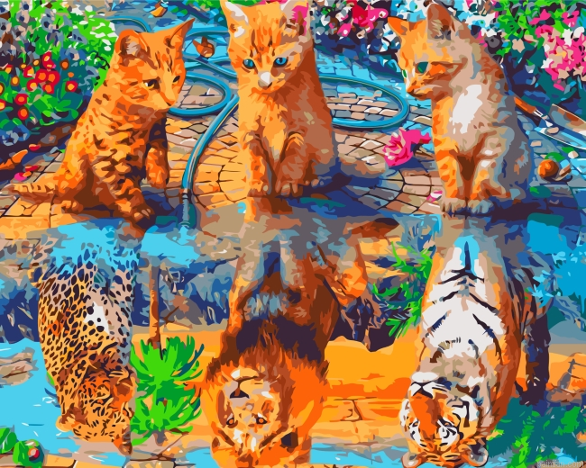 Cats Water Reflection Paint By Number.png