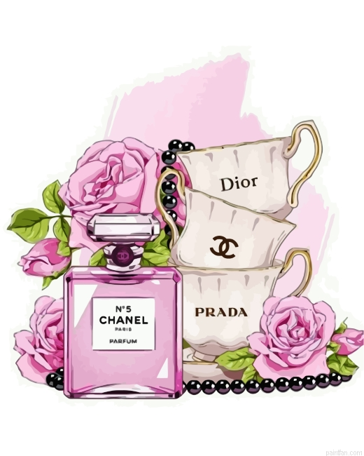 Chanel Perfume And Bougie Cups Paint By Number.png