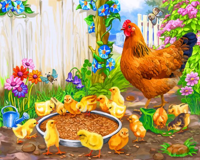 Chicken And Chicks Paint By Numbers.png
