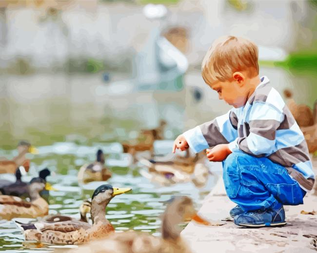 Child Feeding Geese Paint By Numbers.png