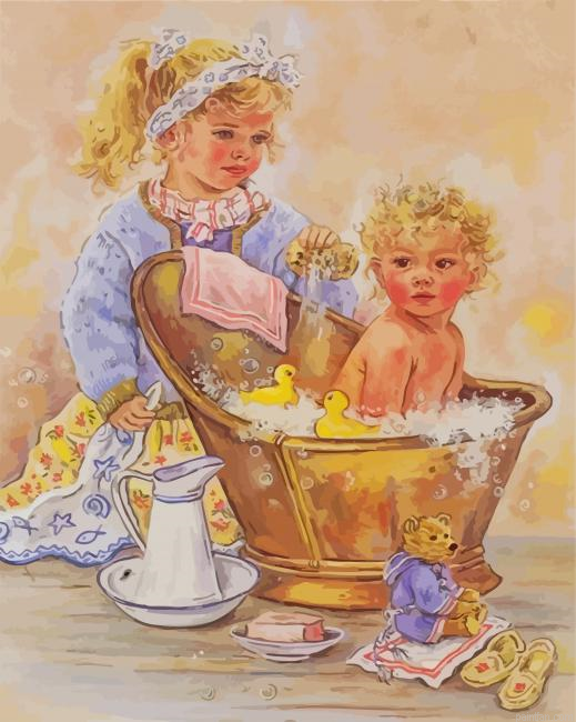 Children Bathing Time Paint By Numbers.png