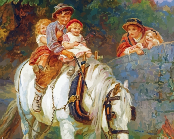Children On White Horse Paint By Numbers.png