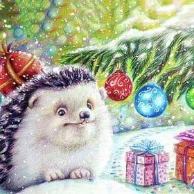 Christmas Hedgehog Paint By Numbers.png