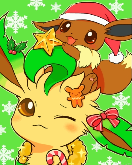 Christmas Pikachu And Eevee Paint By Numbers.png