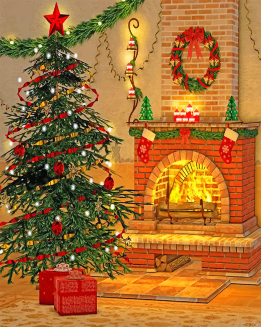 Christmas Tree And Fireplace Paint By Number.png